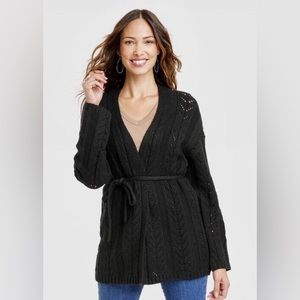 Women's Black Belted Cardigan - Knox Rose